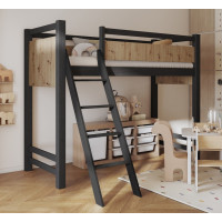 Dětská vyvýšená postel z masivu borovice VESPER - 200x90 cm - wenge/dub artisan