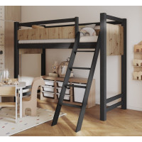 Dětská vyvýšená postel z masivu borovice VESPER - 200x90 cm - wenge/dub artisan