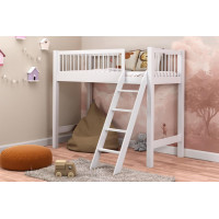 Dětská vyvýšená postel z masivu borovice EVI - 200x90 cm - bílá