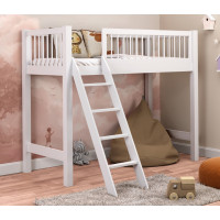 Dětská vyvýšená postel z masivu borovice EVI - 200x90 cm - bílá