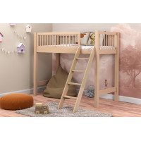 Dětská vyvýšená postel z masivu borovice EVI - 180x80 cm - přírodní borovice