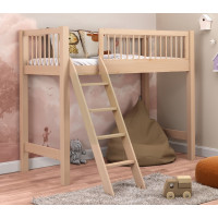 Dětská vyvýšená postel z masivu borovice EVI - 180x80 cm - přírodní borovice