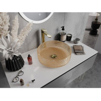 Skleněné umyvadlo MEXEN AURA - křišťálový vzor - rose gold, 24013968