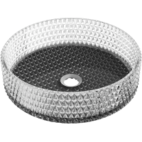 Skleněné umyvadlo MEXEN AURA - křišťálový vzor - čiré/černé, 24013971