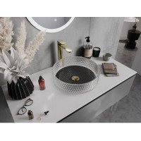 Skleněné umyvadlo MEXEN AURA - křišťálový vzor - čiré/černé, 24013971