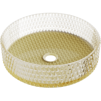 Skleněné umyvadlo MEXEN AURA - křišťálový vzor - čiré/zlaté, 24013951