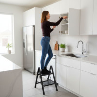 Skládací kovové schůdky EASYSTEP černé - 2stupňové