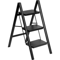 Skládací kovové schůdky EASYSTEP černé - 3stupňové