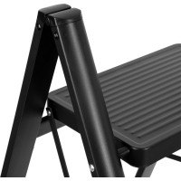 Skládací kovové schůdky EASYSTEP černé - 3stupňové