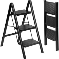 Skládací kovové schůdky EASYSTEP černé - 3stupňové