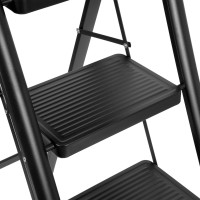 Skládací kovové schůdky EASYSTEP černé - 4stupňové