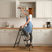 Skládací kovové schůdky EASYSTEP černé - 4stupňové