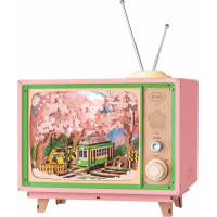 RoboTime 3D dřevěná skládačka hrací skříňky Projížďka v sakurovém lese