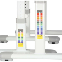 Dětský nastavitelný psací stůl se zásuvkou, židlí a LED lampou - šedý