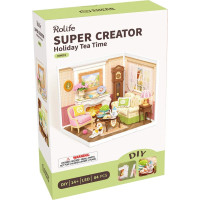 RoboTime 3D dřevěná skládačka Miniatura domečku Čaj o páté