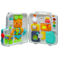 Smyslový manipulační Montessori kufřík se světlem a zvuky - Medvídek