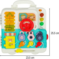 Smyslový manipulační Montessori kufřík se světlem a zvuky - Medvídek