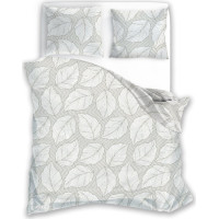 Bavlněné povlečení GUSTO Listy - šedé/bílé - 220x200 cm