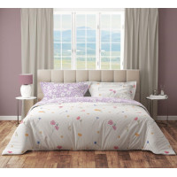 Bavlněné povlečení GUSTO Luční kvítí - bílé/fialové - 220x200 cm
