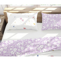 Bavlněné povlečení GUSTO Luční kvítí - bílé/fialové - 220x200 cm