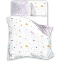 Bavlněné povlečení GUSTO Luční kvítí - bílé/fialové - 220x200 cm