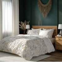 Bavlněné povlečení GUSTO Traviny - bílé - 160x200 cm