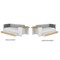 Dětská postel s přistýlkou a psacím stolem FREYA - 200x90 cm - bílá/šedá/dub sonoma