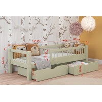 Dětská postel z masivu borovice ADEL se šuplíky - 180x80 cm - bílá