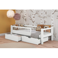 Dětská postel z masivu borovice ADEL se šuplíky - 200x90 cm - bílá