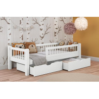 Dětská postel z masivu borovice ADEL se šuplíky - 200x90 cm - bílá