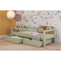 Dětská postel z masivu borovice ADEL se šuplíky - 200x90 cm - olivově zelená