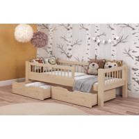 Dětská postel z masivu borovice ADEL se šuplíky - 200x90 cm - přírodní