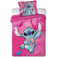Dětské bavlněné povlečení do postýlky 135x100 cm - Stitch - růžové