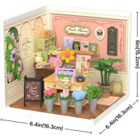 RoboTime 3D dřevěná skládačka Miniatura domečku Květinářství Fresh Flower