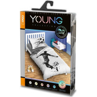 Bavlněné povlečení FOTBAL - černé/bílé - 140x200 cm