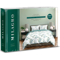 Saténové povlečení MILAGRO VERDE Větvičky - bílé/zelené - 220x200 cm