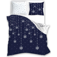 Bavlněné povlečení SCANDIC Vločky - tmavě modré/bílé - 220x200 cm