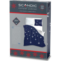 Bavlněné povlečení SCANDIC Vločky - tmavě modré/bílé - 220x200 cm