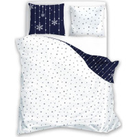 Bavlněné povlečení SCANDIC Vločky - tmavě modré/bílé - 220x200 cm