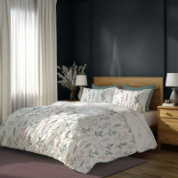 Bavlněné povlečení PRIMAVERA Byliny - bílé - 160x200 cm