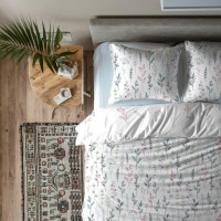 Bavlněné povlečení PRIMAVERA Byliny - bílé - 160x200 cm