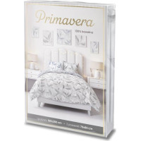 Bavlněné povlečení PRIMAVERA Větvičky - šedé/modré - 160x200 cm