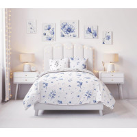 Bavlněné povlečení PRIMAVERA Modré zvonky - bílé - 220x200 cm