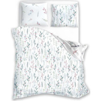 Bavlněné povlečení PRIMAVERA Byliny - bílé - 220x200 cm