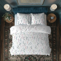 Bavlněné povlečení PRIMAVERA Byliny - bílé - 220x200 cm