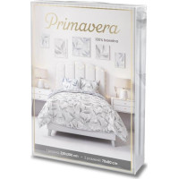 Bavlněné povlečení PRIMAVERA Větvičky - šedé/modré - 220x200 cm