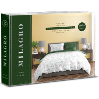 Saténové povlečení MILAGRO VERDE Zimní větvičky - bílé/zelené - 140x200 cm