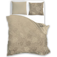 Saténové povlečení MILAGRO VERDE Monstera - béžové - 140x200 cm