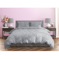 Saténové povlečení MILAGRO VERDE Šedé lístky - šedé - 140x200 cm