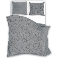 Saténové povlečení MILAGRO VERDE Šedé lístky - šedé - 140x200 cm